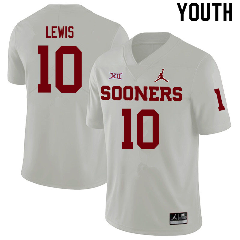 Youth #10 Kip Lewis Oklahoma Sooners College Football Jerseys Sale-White - Click Image to Close